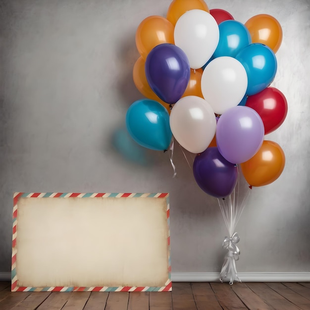 balloons of early color with an empty space for text