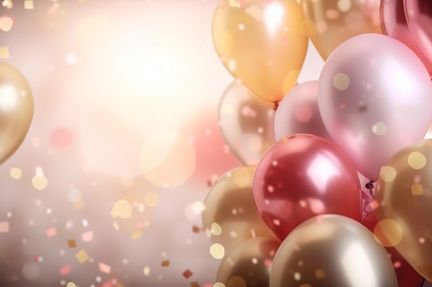 Balloons in a pink and gold background