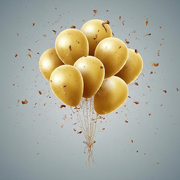 balloons in the shape of a golden balloon 3 d render