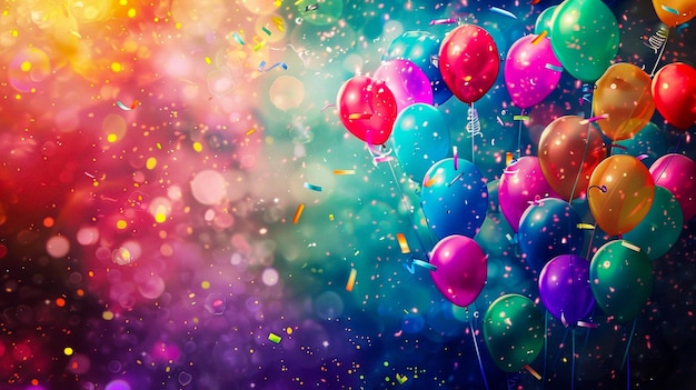 balloons in the sky with colorful background