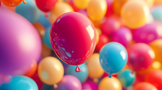 Photo balloons with a colourfull background and a blue sky with a rebbun ballons is beautifull