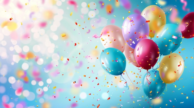 Balloons with confetti celebrate holidays background illustration generated by ai