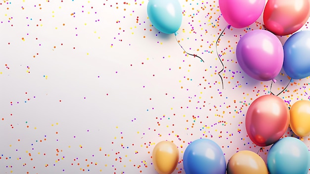 balloons with confetti and confetti on a white background