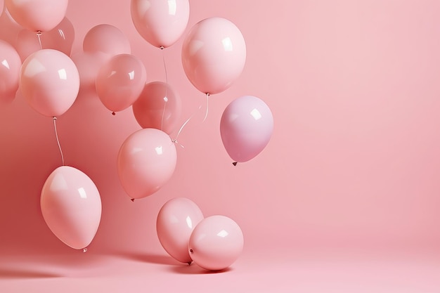 Balloons with neon lights on pastel colors background