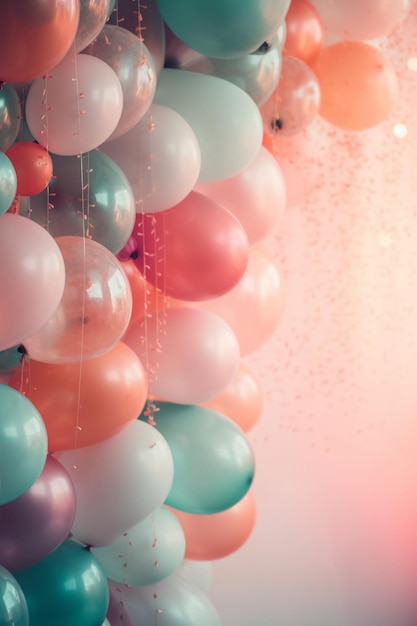 Balloons with a pink background