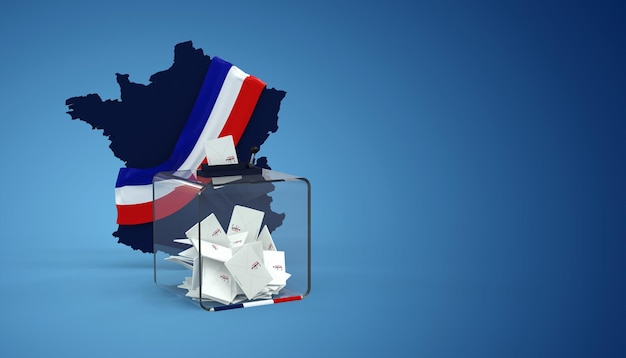 Ballot Box - French Presidential Election on White Background - 3D rendering. Logo RF created by me