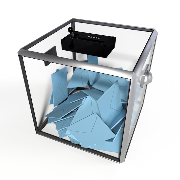 Ballot box on white background 3D rendering