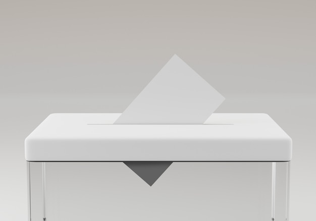 Ballot box with one vote isolated