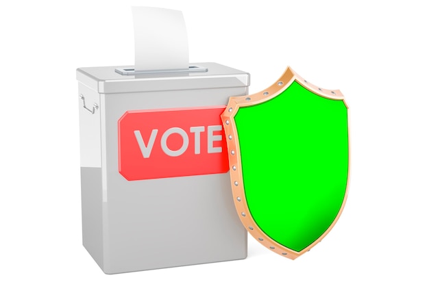 Photo ballot box with shield 3d rendering