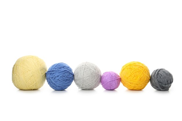 Balls of yarn isolated on white background