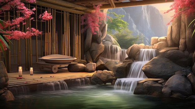 Bamboo Apricot Blossom Relaxing Hot Spring Pebbles