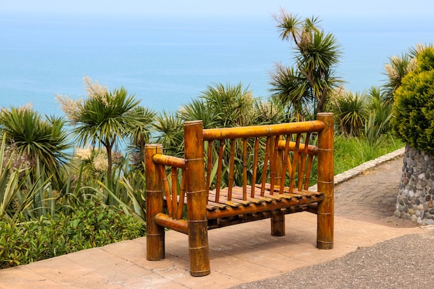 Bamboo bench in Batumi botanical garden, Georgia