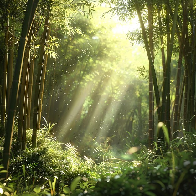 Bamboo Bliss Sunlit Forest