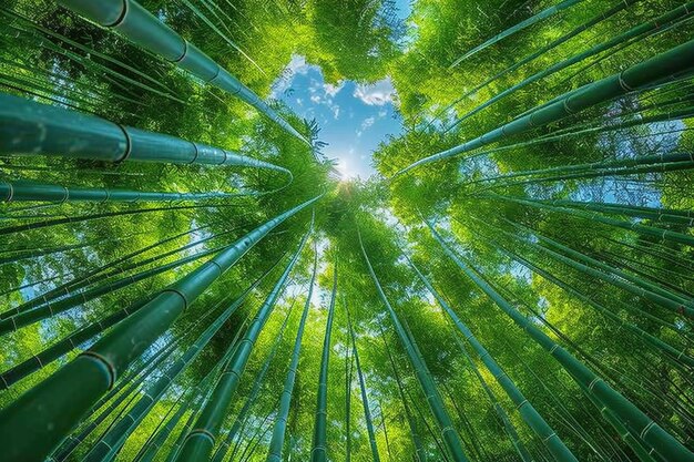 Photo a bamboo forest with the sky in the background