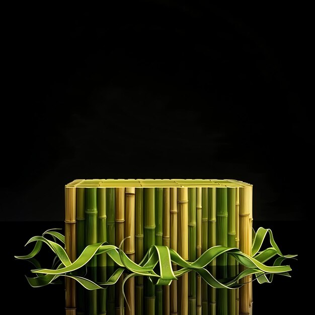 Photo bamboo shoots podium with slender and tall structure single unique background image