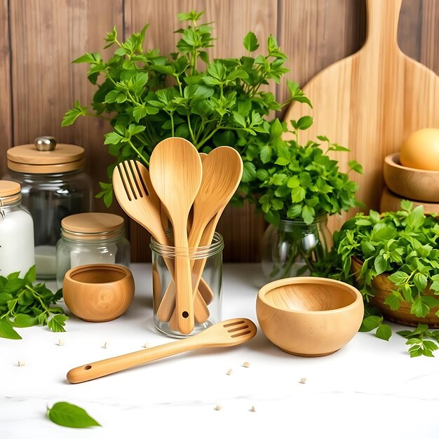 Bamboo Spatula Flipping Pancakes in Minimalist Kitchen