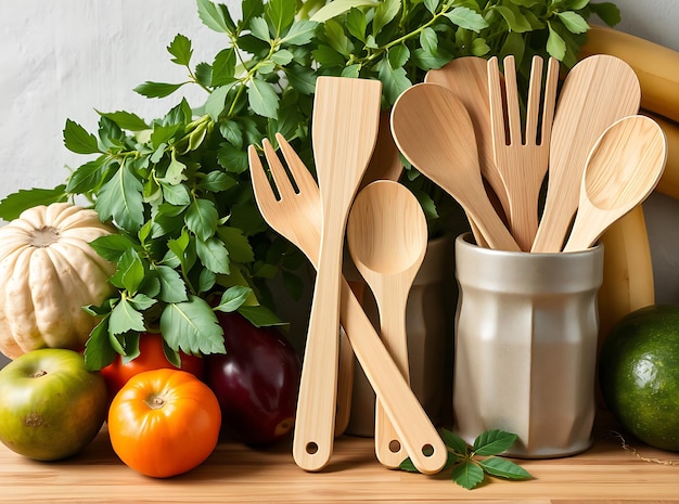 Bamboo Spatula Flipping Roasted Vegetables on Rustic Baking Tray