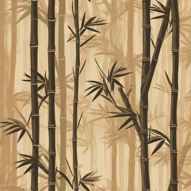 Bamboo trees in a forest with a bamboo pattern.