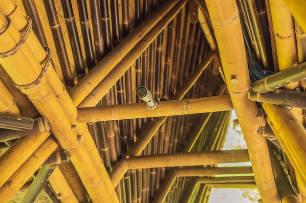 Bamboo village, Traditional houses constructed by Bamboo with Thatch roof in the heart of Bali island. Very unique and green concept.