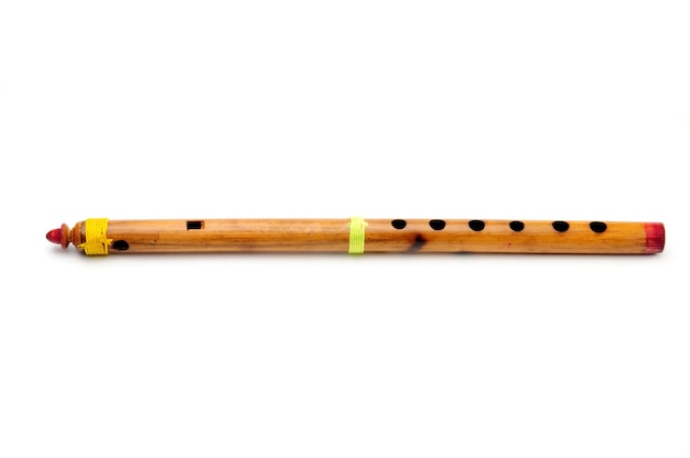 Bamboo wind instrument indian flute isolated