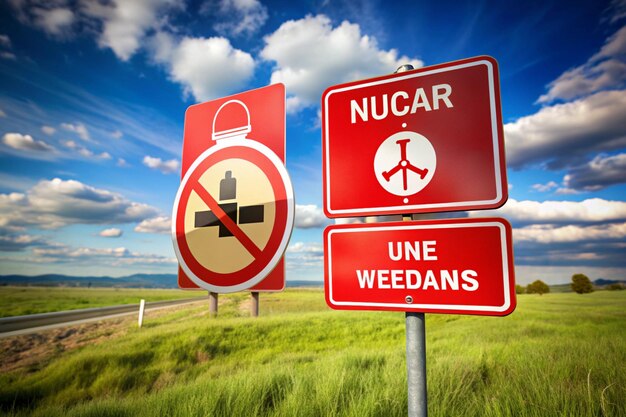 Photo ban nuclear weapons forbidden red sign peaceful life iron bomb vector flat illustration