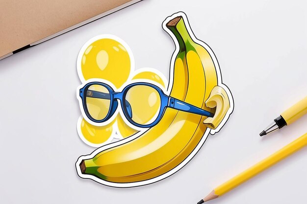 Photo banana art using glasses sticker illustration