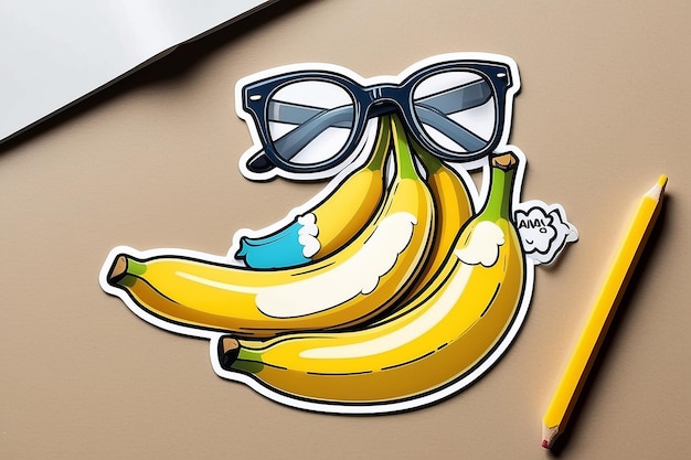 Photo banana art using glasses sticker illustration