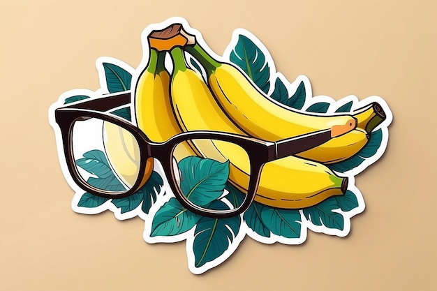 Photo banana art using glasses sticker illustration