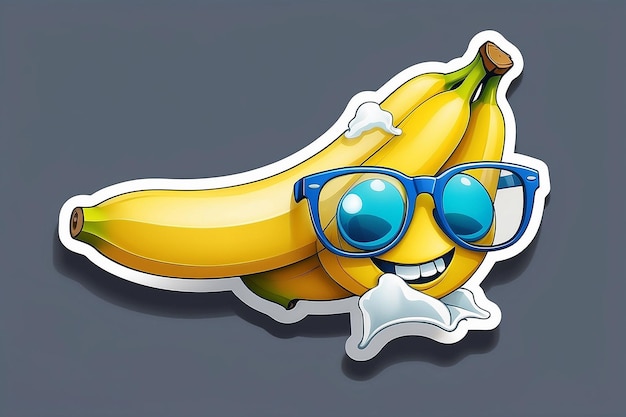 Photo banana art using glasses sticker illustration