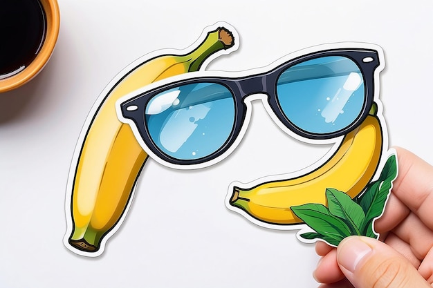 Photo banana art using glasses sticker illustration