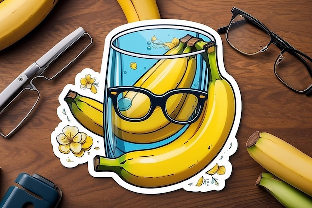 Photo banana art using glasses sticker illustration