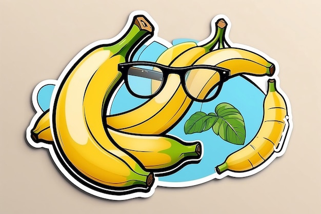 Banana Art Using Glasses Sticker Illustration