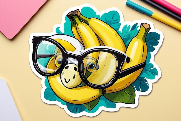 Photo banana art using glasses sticker illustration