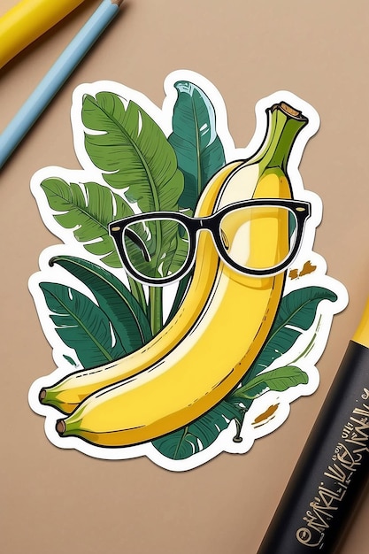 Photo banana art using glasses sticker illustration