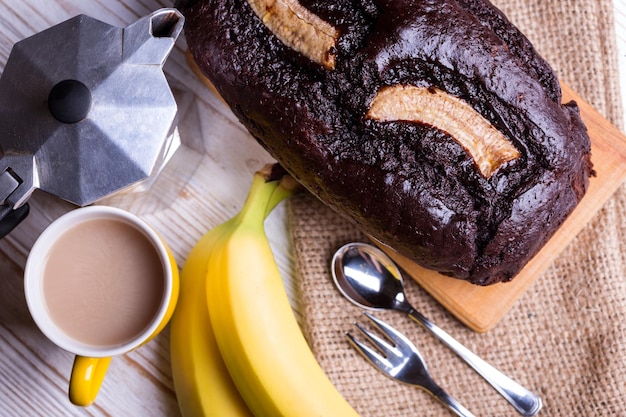 Banana bread and coffee