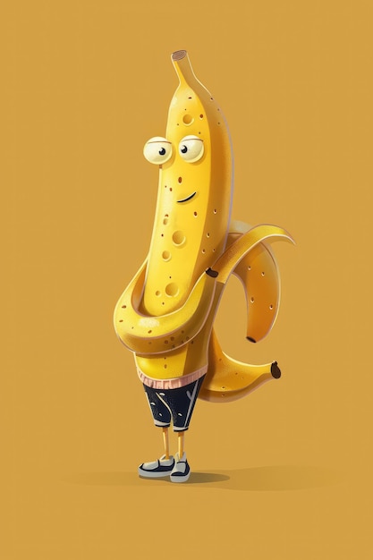 Photo banana character with a casual outfit