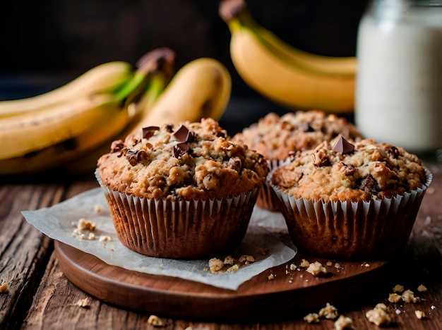 Banana and chocolate chip muffins with a crunchy streusel topping