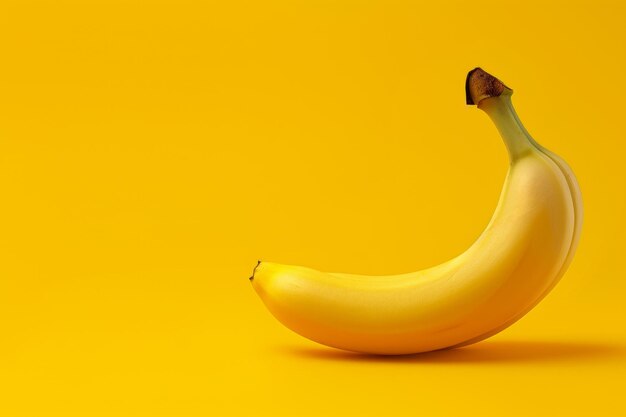 Banana close up Vibrant yellow isolated background Space for text