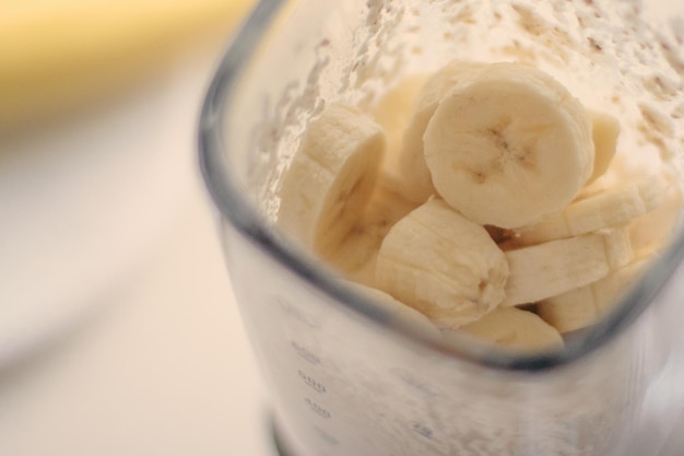 Banana cocoa smoothie healthy eating recipe styled concept