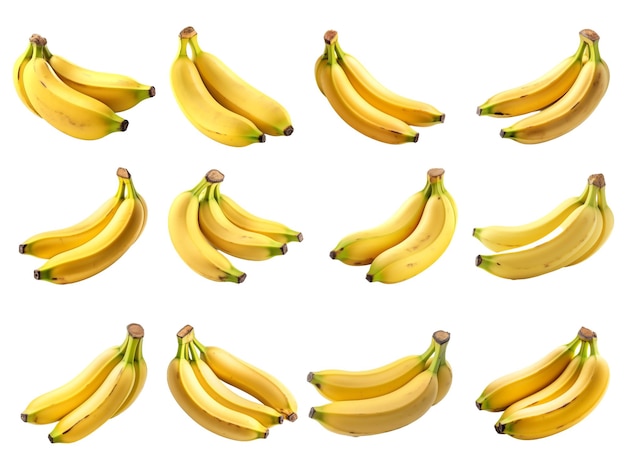 Banana collection isolated on white background with AI generated