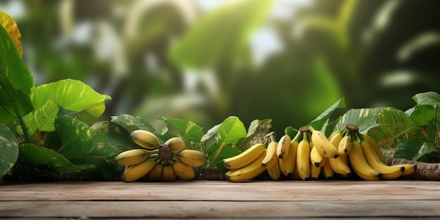 Banana organic tropical fruit copy space background generative AI