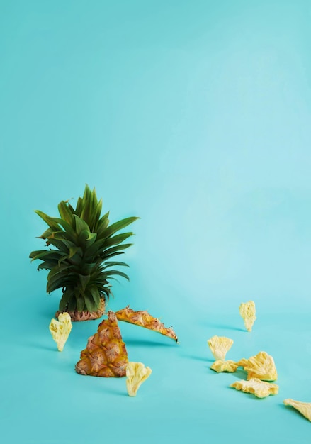 Photo banana pineapple and mango backdrop to display products and vitamins for kids