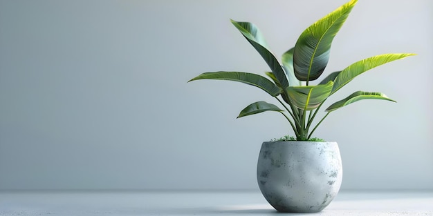 Banana Plant in Concrete Vase 3D Rendering on White Background Concept 3D Rendering Banana Plant Concrete Vase White Background