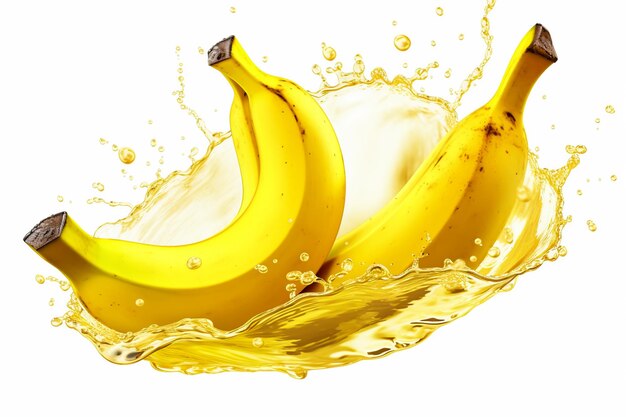 banana plus yellow splash on isolated white