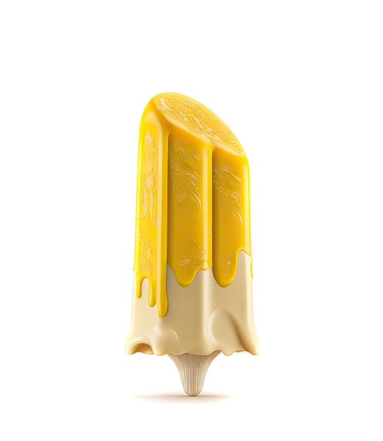 Banana Popsicle Isolated Vintage Painting Lolly Ice Cream Frozen Lollipop Fruit Ice Abstract Generative AI Illustration