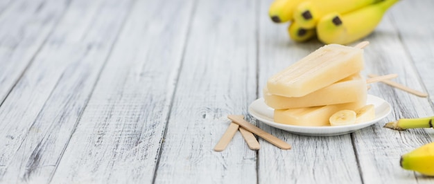 Banana Popsicles selective focus