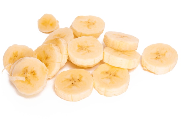 banana slices on a white background