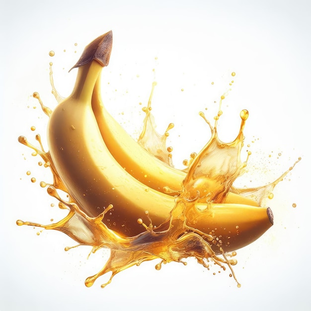 banana in splash on white