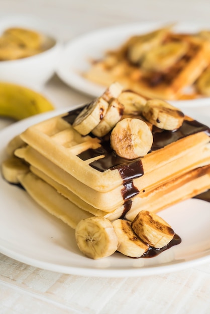 banana waffle with chocolate