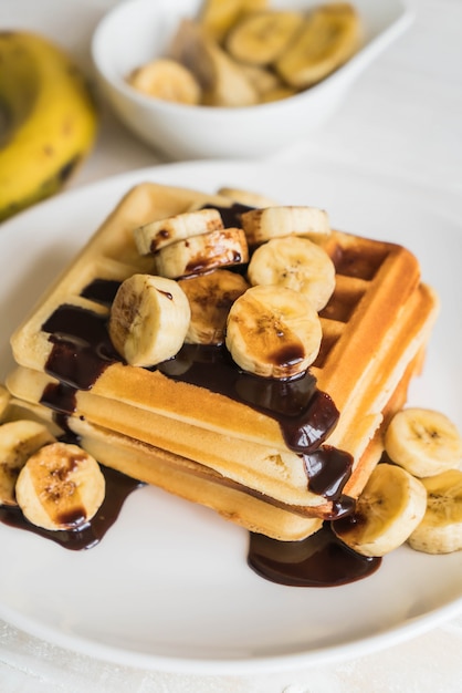 banana waffle with chocolate